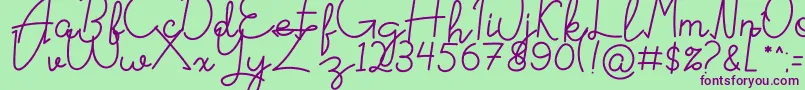 Signattured Font – Purple Fonts on Green Background