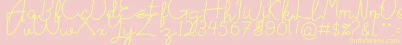 Signattured Font – Yellow Fonts on Pink Background