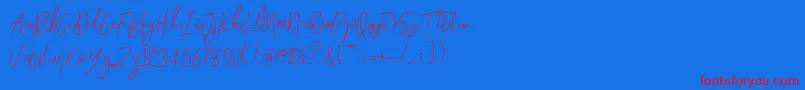 Signatura Monoline-Schriftart – Rote Schriften auf blauem Hintergrund