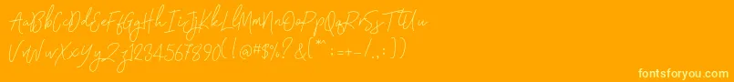 Weitere Informationen zur Signatura Monoline-Schriftart Signatura Monoline-Schriftart – Gelbe Schriften auf orangefarbenem Hintergrund