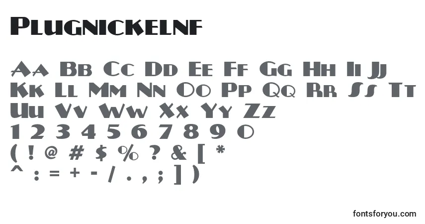 A fonte Plugnickelnf – alfabeto, números, caracteres especiais