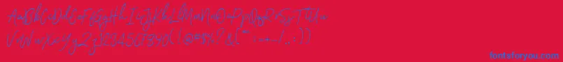 Signatura Monoline Font – Blue Fonts on Red Background