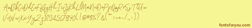 Signatura Monoline Font – Brown Fonts on Yellow Background