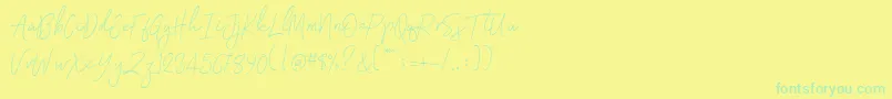 Signatura Monoline Font – Green Fonts on Yellow Background