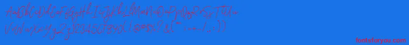 Signatura Monoline-Schriftart – Rote Schriften auf blauem Hintergrund