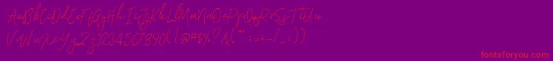 Signatura Monoline Font – Red Fonts on Purple Background