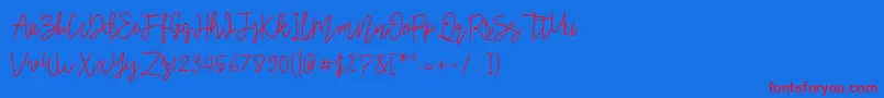 Signatural Font – Red Fonts on Blue Background