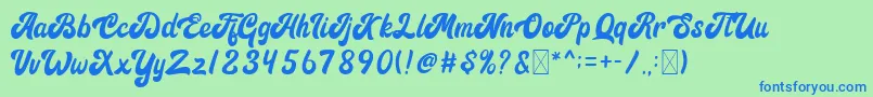 Czcionka Signature – niebieskie czcionki na zielonym tle