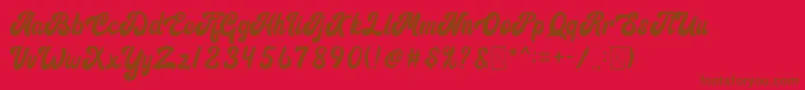 Signature-Schriftart – Braune Schriften auf rotem Hintergrund
