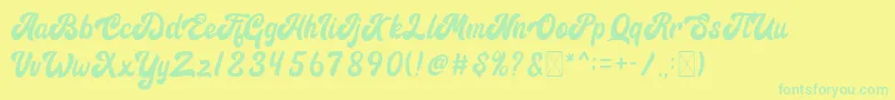 Signature-fontti – vihreät fontit keltaisella taustalla