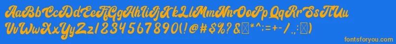 Signature Font – Orange Fonts on Blue Background