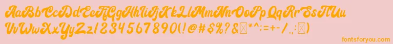 Signature-Schriftart – Orangefarbene Schriften auf rosa Hintergrund
