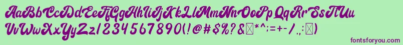 Signature Font – Purple Fonts on Green Background