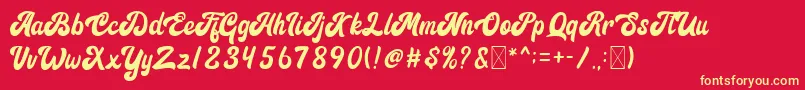 Signature Font – Yellow Fonts on Red Background