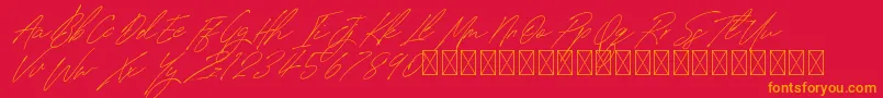 SignatureVP PersonalUse Font – Orange Fonts on Red Background