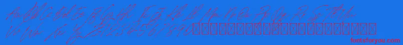 SignatureVP PersonalUse Font – Red Fonts on Blue Background
