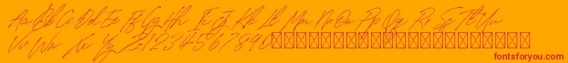 SignatureVP PersonalUse-Schriftart – Rote Schriften auf orangefarbenem Hintergrund