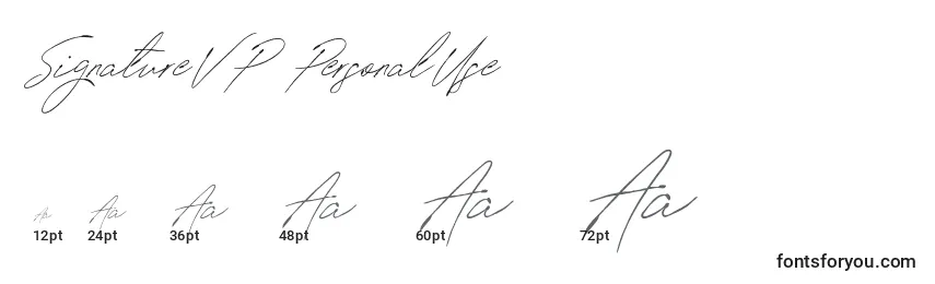 Größen der Schriftart SignatureVP PersonalUse