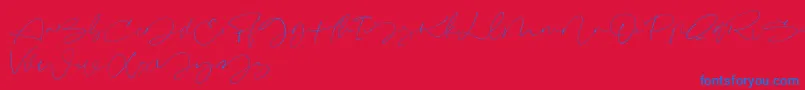 Signeritta Font – Blue Fonts on Red Background