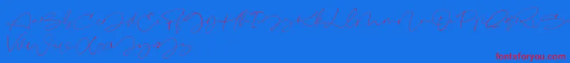 Signeritta-Schriftart – Rote Schriften auf blauem Hintergrund