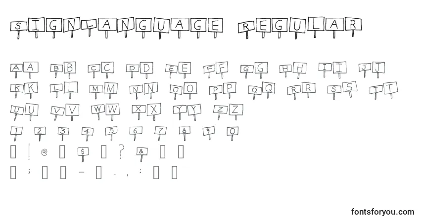 A fonte SignLanguage Regular – alfabeto, números, caracteres especiais