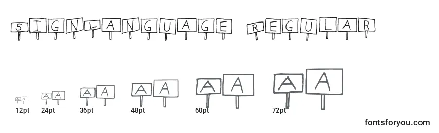 SignLanguage Regular-fontin koot