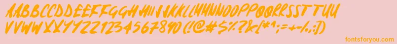 Signoff-Schriftart – Orangefarbene Schriften auf rosa Hintergrund