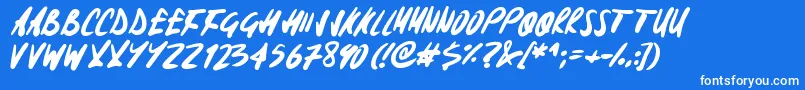 フォントSignoff – 青い背景に白い文字