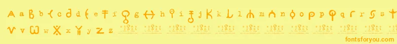 フォントsigns   zeichen 2 0 – オレンジの文字が黄色の背景にあります。