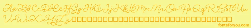 フォントSignSound – オレンジの文字が黄色の背景にあります。