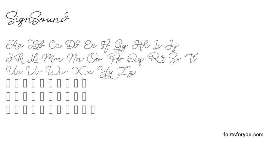 Schriftart SignSound (140886) – Alphabet, Zahlen, spezielle Symbole