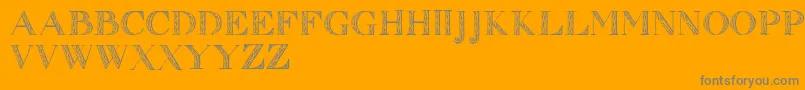 Zierinitialen1-Schriftart – Graue Schriften auf orangefarbenem Hintergrund