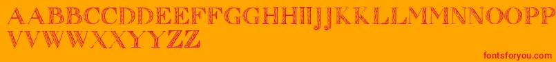 Zierinitialen1 Font – Red Fonts on Orange Background