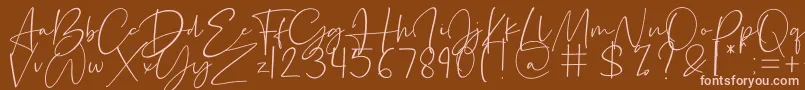 Silence Rocken-Schriftart – Rosa Schriften auf braunem Hintergrund