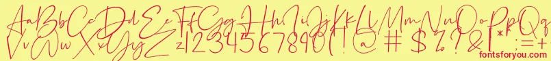 Silence Rocken-Schriftart – Rote Schriften auf gelbem Hintergrund