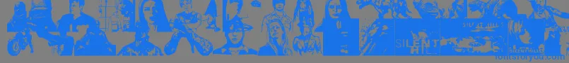 SILHILL-Schriftart – Blaue Schriften auf grauem Hintergrund