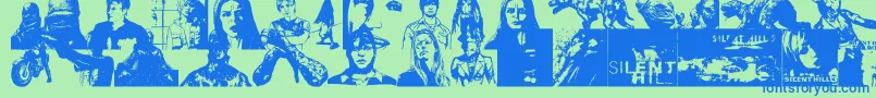 Police SILHILL – polices bleues sur fond vert