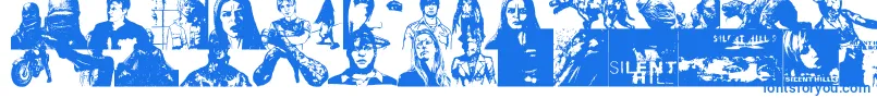 Fonte SILHILL – fontes azuis em um fundo branco