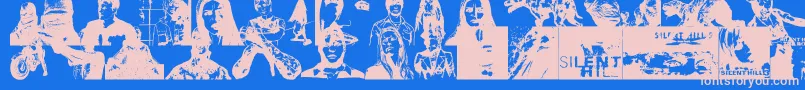 Fonte SILHILL – fontes rosa em um fundo azul