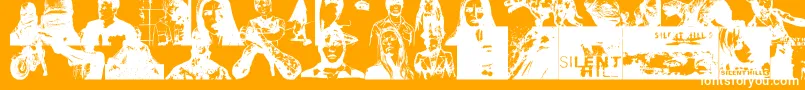 Saiba mais sobre a fonte SILHILL Fonte SILHILL – fontes brancas em um fundo laranja