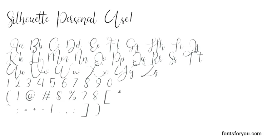 Schriftart Silhouette Personal Use1 – Alphabet, Zahlen, spezielle Symbole