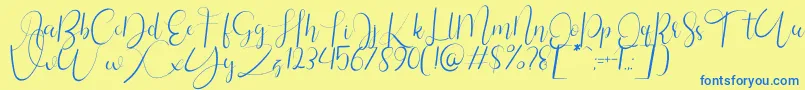 フォントSilhouette Personal Use1 – 青い文字が黄色の背景にあります。