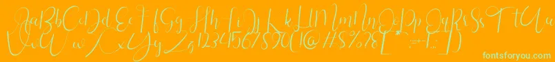 Silhouette Personal Use1-Schriftart – Grüne Schriften auf orangefarbenem Hintergrund