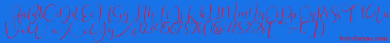Silhouette Personal Use1-Schriftart – Rote Schriften auf blauem Hintergrund