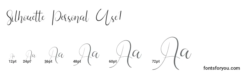 Größen der Schriftart Silhouette Personal Use1