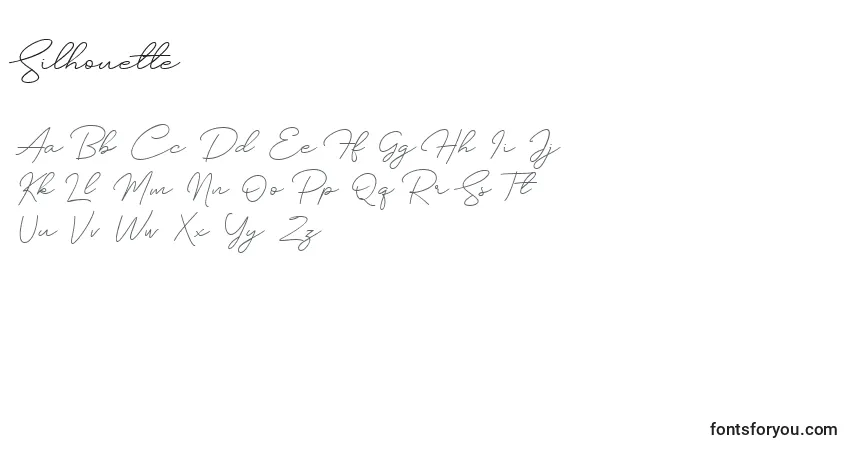 Schriftart Silhouette – Alphabet, Zahlen, spezielle Symbole