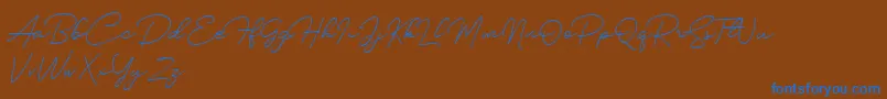 Silhouette-Schriftart – Blaue Schriften auf braunem Hintergrund