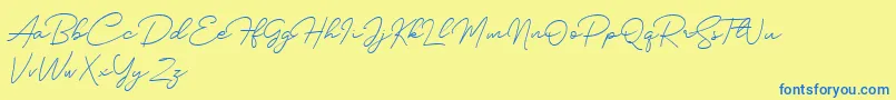 Silhouette Font – Blue Fonts on Yellow Background