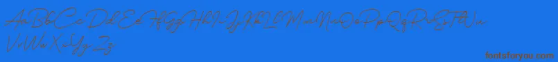 Silhouette-Schriftart – Braune Schriften auf blauem Hintergrund