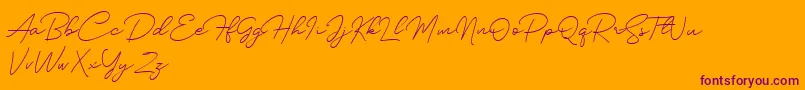 Silhouette-Schriftart – Violette Schriften auf orangefarbenem Hintergrund